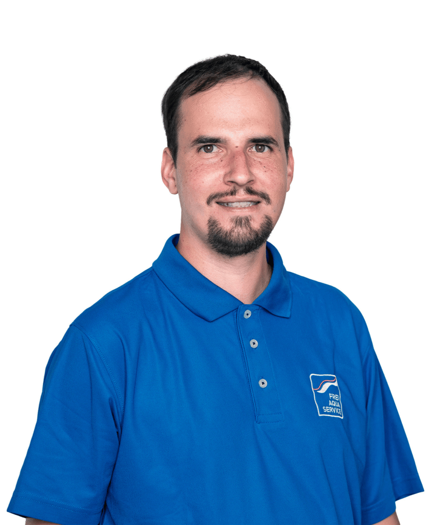 Dave Götschel – Servicetechniker bei Frei AquaService, zuständig für Montage, Wartung und technischen Support im Bereich Wasserenthärtung.